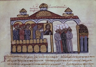 Skylitzès, Dévôts byzantins se recueillant dans l'église de Sigena