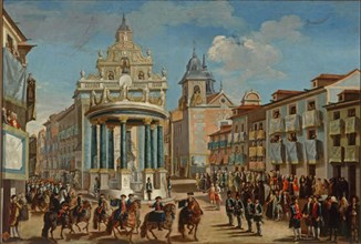Quiros, Adornment on the Puerta del Sol: motif representing Charles III entering Madrid