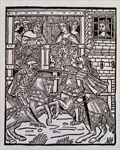 SAN PEDRO DIEGO DE 
CARCEL DE AMOR-GRABADO POR ROSEMBACH EN 1493-ORIGINAL EN MUS