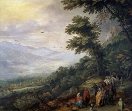 Jan Bruegel, Troupeau et gitans dans un bois