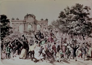 Urrabieta Vierge, Baldomero Espartero entrant dans Madrid par la calle Alcala en juillet 1854