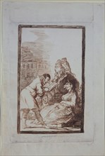 Goya, Caprice - Rêve 11 - Masques de caricatures qui soufflèrent