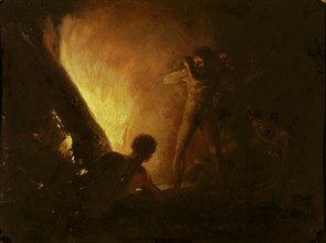 Goya, Le bûcher - Sauvages devant un feu