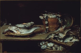 Alexander van Adriaenssen (1587 - 1661)
Ecole flamande
Nature morte aux poissons
Bodegón
Huile