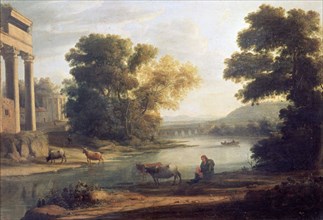 Lorena (de), Landscape with a shepherd on a riverbank