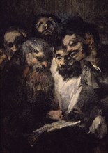 Goya, The reading (detail of the 5 men listenning)