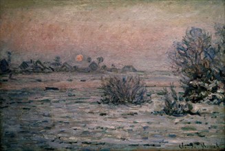 Monet, Snowy Landscape at Dusk