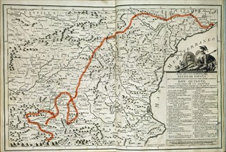 Roads taken by Don Quixote during his journey