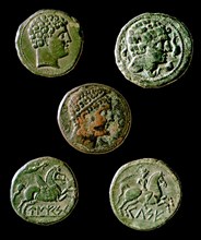 Pièces de monnaie ibériques en bronze