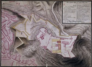 PLANO DE LA PLAZA Y CASTILLO DE ALICANTE AÑO 1750
MADRID, ARCHIVO HISTORICO