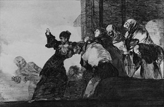 Goya, Drawing - Witches's scene in Galicia