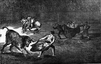 Goya, Engraving - Bulls' scene