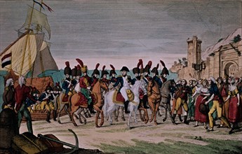 Arrivée de Napoléon au Golfe de Juan avec son armée, le 1er Mars 1815, après avoir embarqué le 26 Février