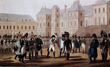 Engraving, The farewell of Fontainebleau in 1814