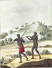 GRABADO-MERCADO DE ESCLAVOS EN EL CONGO 1810