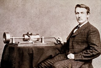 Thomas Edison with one of his inventions: the phonograph