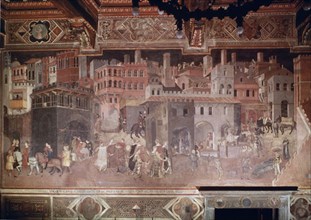 LORENZETTI AMBROGIO 1290/1348
*EFECTOS DE BUEN GOBIERNO EN CIUDAD Y CAMPO - S XIV
SIENA, PALACIO