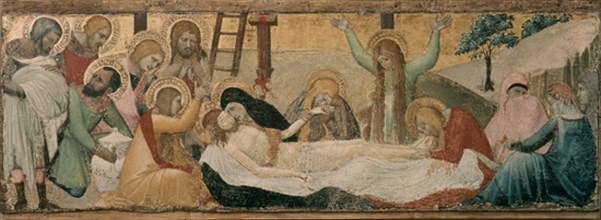LORENZETTI PIETRO 1280/1348
*LLORANDO ANTE CRISTO MUERTE
SIENA, PINACOTECA
ITALIA

This image