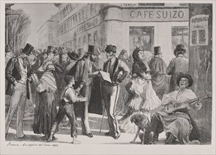 GRABADO-ESQUINA DEL CAFE SUIZO 1873