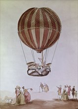 GRABADO-ASCENSION DE GLOBO AERONAUTICO EN LOS JARDINES DE TULLERIAS EN 1783
MADRID, COLECCION