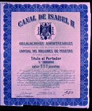OBLIGACION CANAL ISABEL II   MADRID 31/OCT/1949
MADRID, CONFEDERACION DE CAJAS