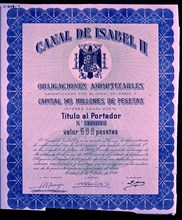 OBLIGACION CANAL ISABEL II   MADRID 31/OCT/1949
MADRID, CONFEDERACION DE CAJAS AHORROS
MADRID