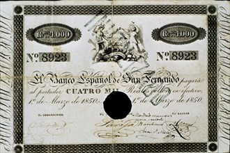 BILLETE DE 4000 REALES 1850
MADRID, BANCO DE ESPAÑA-DOCUMENTOS
MADRID