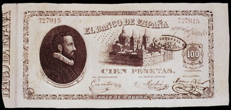 BILLETE DE 100 PESETAS 1874
MADRID, BANCO DE ESPAÑA-DOCUMENTOS
MADRID
