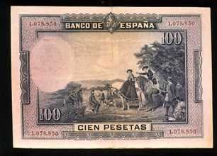BILLETE DE 100 PESETAS 1928-REVERSO
MADRID, BANCO DE ESPAÑA-DOCUMENTOS
MADRID

This image is