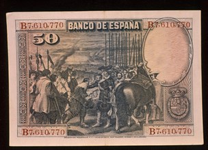 BILLETE DE 50 PESETAS 1928-REVERSO
MADRID, BANCO DE ESPAÑA-DOCUMENTOS
MADRID