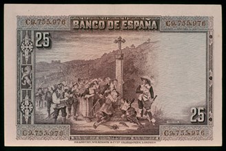 BILLETE DE 25 PESETAS 1928-REVERSO
MADRID, BANCO DE ESPAÑA-DOCUMENTOS
MADRID