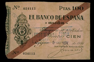TALON DE 100 PESETAS AL PORTADOR 1936
MADRID, BANCO DE ESPAÑA-DOCUMENTOS
MADRID