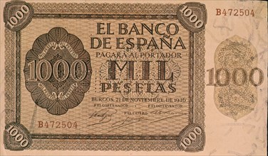 BILLETE DE 1000 PESETAS 1936
MADRID, BANCO DE ESPAÑA-DOCUMENTOS
MADRID