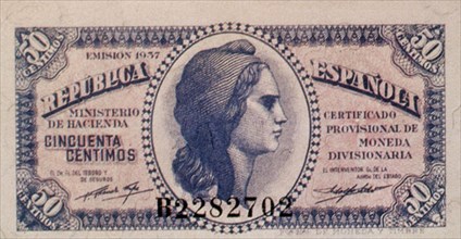 BILLETE DE 50 CENTIMOS 1937
MADRID, BANCO DE ESPAÑA-DOCUMENTOS
MADRID