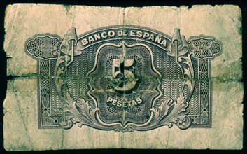 BILLETE DE 5 PESETAS 1935-REVERSO
MADRID, BANCO DE ESPAÑA-DOCUMENTOS
MADRID