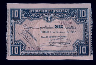 BILLETE DE 10 PESETAS 1937
MADRID, BANCO DE ESPAÑA-DOCUMENTOS
MADRID