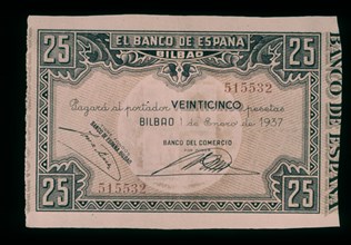 BILLETE DE 25 PESETAS 1937
MADRID, BANCO DE ESPAÑA-DOCUMENTOS
MADRID