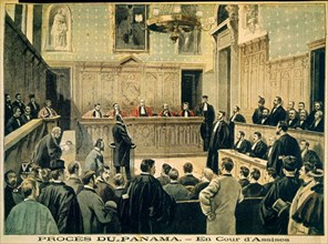 Gravure
Le procès en cour d'assises lors du scandale du canal de Panama en 1898
Paris, Collection