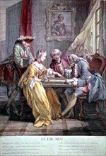 LE BAS/EISSEN
GRABADO-JUGANDO AL BACKGAMMON-S XVIII
PARIS, COLECCION PARTICULAR
FRANCIA