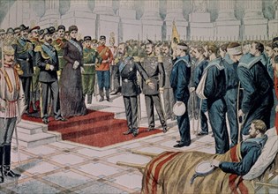 GUERRA RUSO-JAPONESA-RECEPC DE ZARES A LOS HEROES MARINOS DE "VAYAG" Y "KORIETZ"-29 ABRIL-S