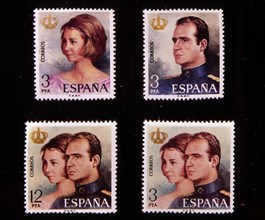 Stamps representing Juan Carlos and Sophia