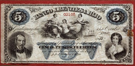 BILLETE DE CINCO PESOS FUERTES - OCTUBRE 1868- BANCO BENITES
MADRID, MUSEO DE AMERICA
MADRID