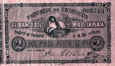 BILLETE DE 2 PESOS BOLIVIANOS 1868
MADRID, MUSEO DE AMERICA
MADRID