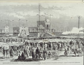 A-INAUGURAC CANAL SUEZ:TEDEUM CANTANDO EN PORT SAID-GRABADO"ILUSTRACION"1869