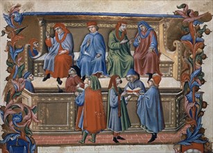 *MINIATURA-ESTATUTOS DE MERCANCIAS 1472
SIENA, ARCHIVO DEL ESTADO
ITALIA

This image is not