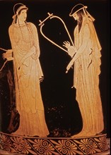 Vase grec: Sapphos et Alcée