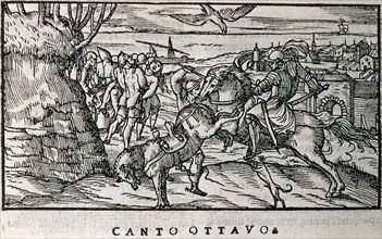 Illustration of the 8th song of the epic poem 'The Frenzy of Orlando'
