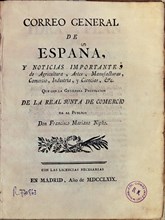 NIFO FCO MARIANO
CORREO GRAL DE ESPAÑA Y NOTICIAS IMPORTANTES-FEBRERO 1770
MADRID, BIBLIOTECA