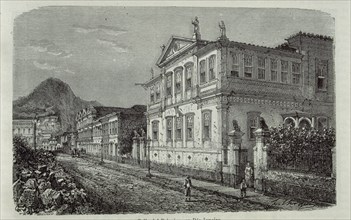 GRABADO-RIO DE JANEIRO-CALLE DEL PRINCIPE(BRASIL)-S XIX