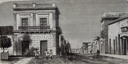 GRABADO-CALLE DE ASUNCION-PARAGUAY-S XIX